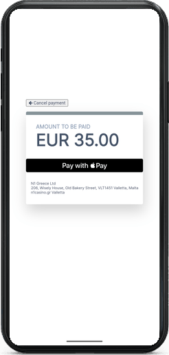 Βήμα 4: Σελίδα πληρωμής Apple Pay με το ποσό και το κουμπί «Pay with Apple Pay»